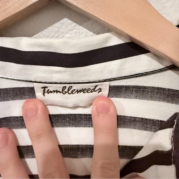 Boutique Oversized Boxy Bold Striped Button Down Coastal Minimalist Resort Retro - Picture 2 of 8